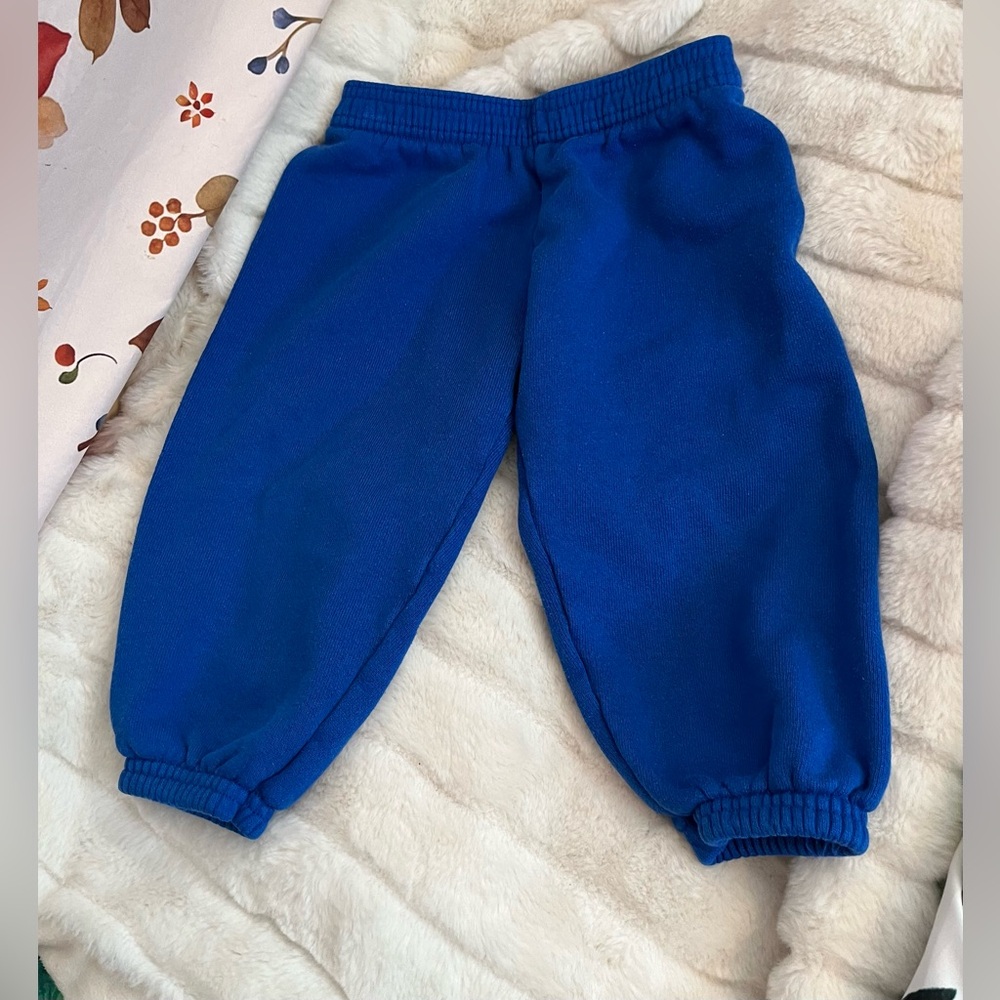 Vintage Hanes For Tots 80s 90s Toddler Unisex 3T Blue Solid Minimal Sweatpants